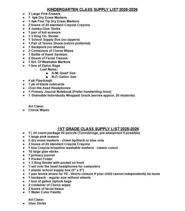 Kindy-1st grade